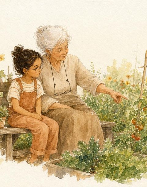 Tekening bij voor opa en oma